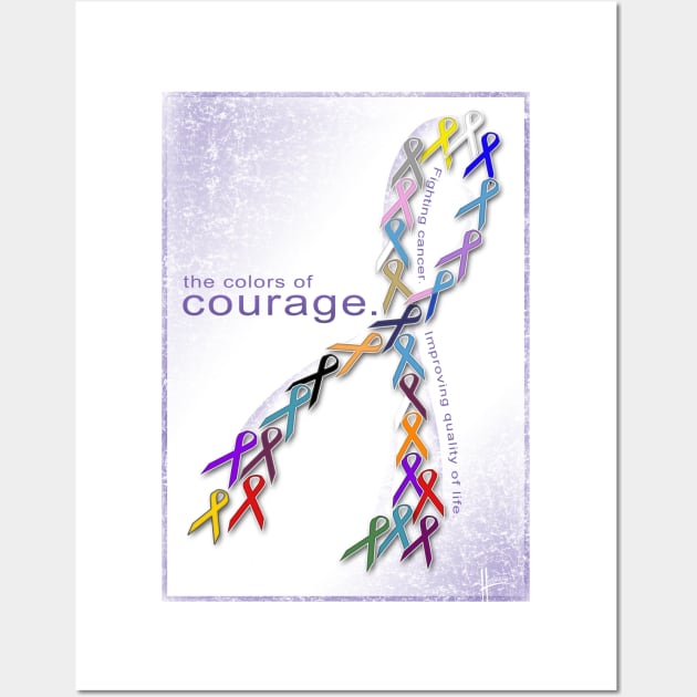 The Colors of Courage Cancer Awareness Ribbons Wall Art by hobrath